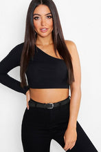 Load image into Gallery viewer, One Shoulder Rib Basic Crop Top
