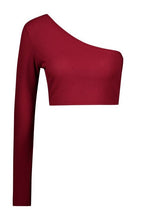 Load image into Gallery viewer, One Shoulder Rib Basic Crop Top
