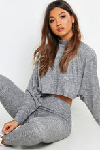 Load image into Gallery viewer, Crop Batwing Boxy Rib Knit Lounge Set
