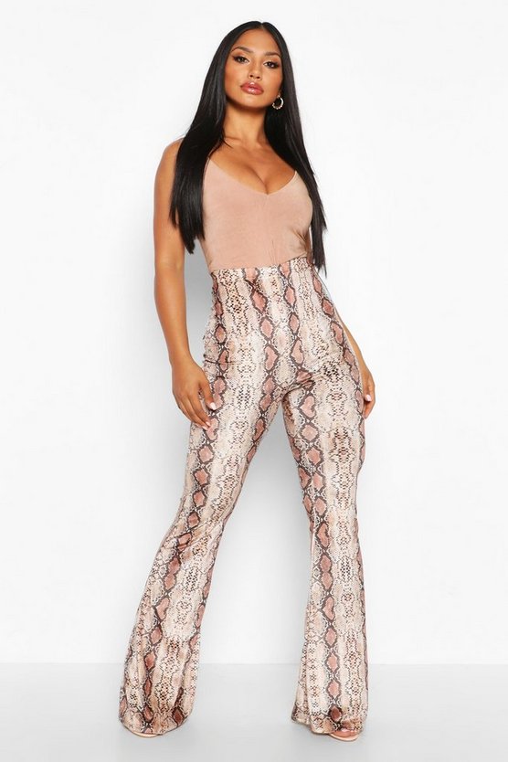 Snake Print Velvet Flares