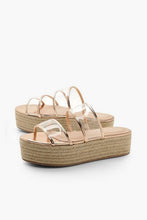 Load image into Gallery viewer, Clear Panel Espadrille Flatform Sliders
