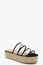 Load image into Gallery viewer, Clear Panel Espadrille Flatforms
