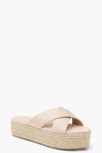 Load image into Gallery viewer, Striped Tonal Espadrille Flatform Sliders
