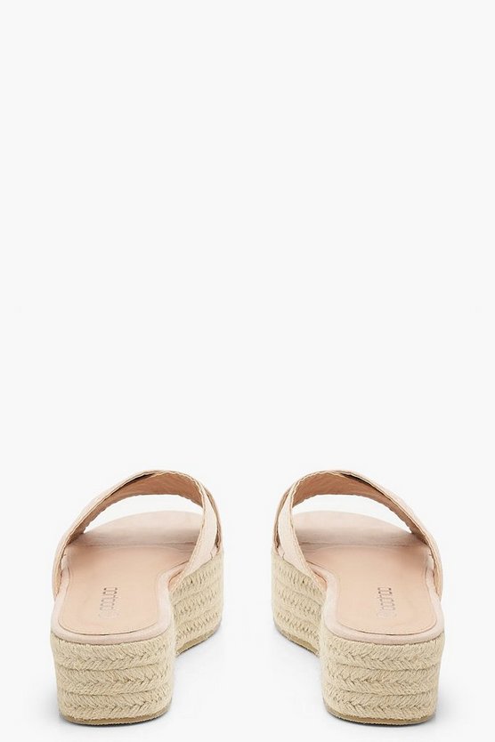 Striped Tonal Espadrille Flatform Sliders