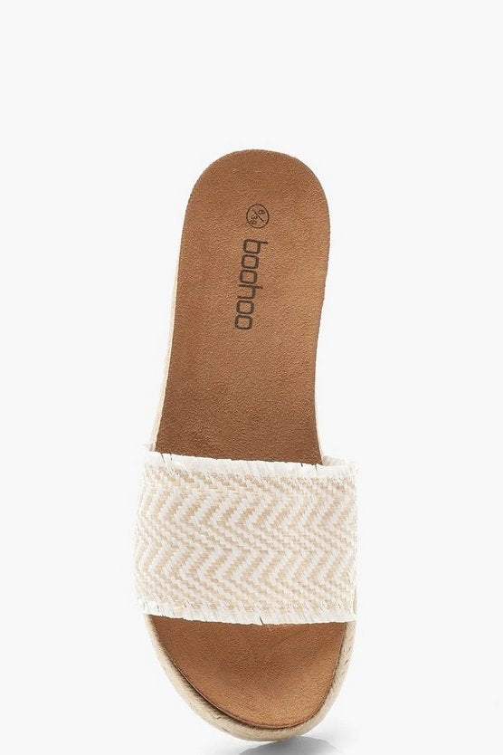 Woven Espadrille Flatform Sliders