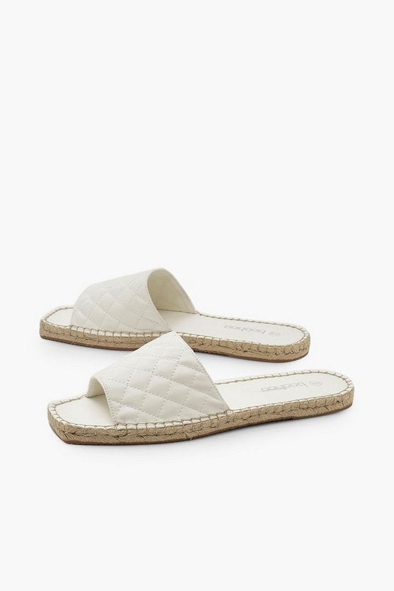 Quilted Espadrille Sliders