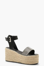 Load image into Gallery viewer, Diamante Espadrille Flatform Sliders
