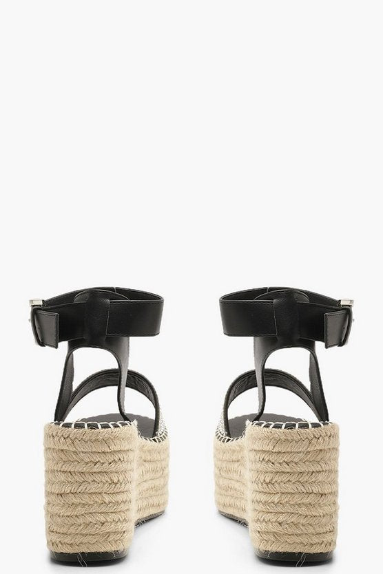 Diamante Espadrille Flatform Sliders