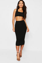 Load image into Gallery viewer, Jumbo Rib Square Neck Bralet - Midi Skirt Co-ord
