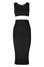 Load image into Gallery viewer, Jumbo Rib Square Neck Bralet - Midi Skirt Co-ord
