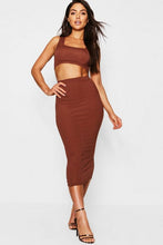 Load image into Gallery viewer, Jumbo Rib Square Neck Bralet - Midi Skirt Co-ord
