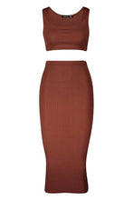 Load image into Gallery viewer, Jumbo Rib Square Neck Bralet - Midi Skirt Co-ord
