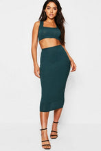 Load image into Gallery viewer, Jumbo Rib Square Neck Bralet - Midi Skirt Co-ord
