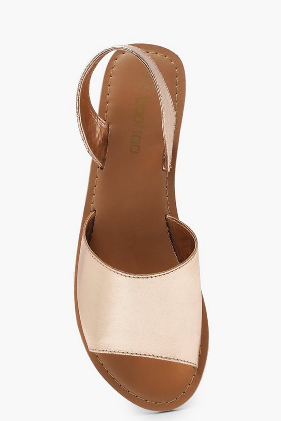 2 Part Metallic Leather Sandals