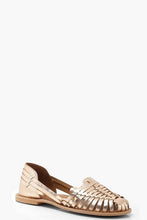 Load image into Gallery viewer, Wide Fit Metallic Leather Woven Ballets
