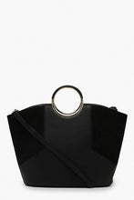 Load image into Gallery viewer, Ring Handle Panel Tote Cross Body Bag
