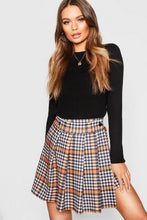 Load image into Gallery viewer, Dogtooth Pleated Wrap Mini Skirt
