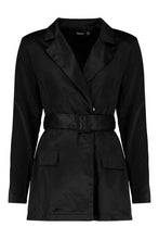 Load image into Gallery viewer, Satin Belted Blazer Romper
