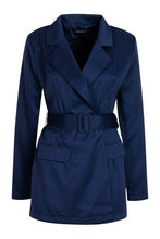 Load image into Gallery viewer, Satin Belted Blazer Romper
