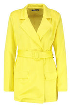 Load image into Gallery viewer, Satin Belted Blazer Romper

