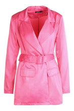 Load image into Gallery viewer, Satin Belted Blazer Romper
