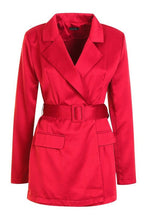 Load image into Gallery viewer, Satin Belted Blazer Romper
