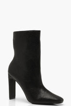 Load image into Gallery viewer, Snake Effect Flat Heel Shoe Boots
