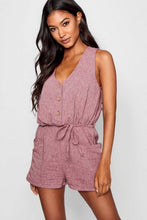 Load image into Gallery viewer, Horn Button Down Pocket Playsuit
