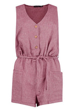 Load image into Gallery viewer, Horn Button Down Pocket Playsuit
