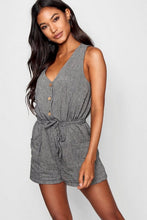 Load image into Gallery viewer, Horn Button Down Pocket Playsuit
