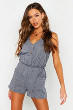 Load image into Gallery viewer, Horn Button Down Pocket Playsuit
