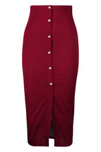 Load image into Gallery viewer, Ribbed Mock Horn Button Through Midaxi Skirt
