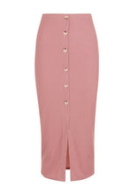 Load image into Gallery viewer, Ribbed Mock Horn Button Through Midaxi Skirt
