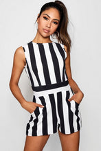 Load image into Gallery viewer, High Neck Stripe Playsuit
