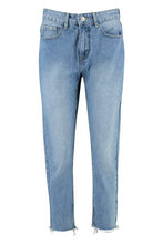 Load image into Gallery viewer, High Waist Raw Hem Mom Jeans
