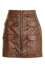 Load image into Gallery viewer, Snake Print Leather Look A Line Mini Skirt
