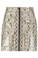 Load image into Gallery viewer, Snake Print Leather Look A Line Mini Skirt
