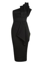 Load image into Gallery viewer, One Shoulder Pleated Detail Midi Dress
