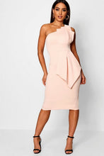 Load image into Gallery viewer, One Shoulder Pleated Detail Midi Dress
