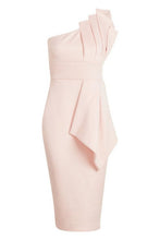 Load image into Gallery viewer, One Shoulder Pleated Detail Midi Dress
