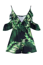 Load image into Gallery viewer, Palm Print Ruffle Sleeve Playsuit
