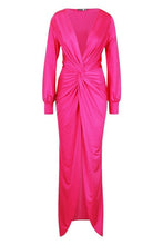 Load image into Gallery viewer, Daria Twist Front Plunge Slinky Maxi Dress
