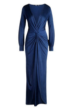 Load image into Gallery viewer, Daria Twist Front Plunge Slinky Maxi Dress
