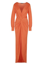 Load image into Gallery viewer, Daria Twist Front Plunge Slinky Maxi Dress
