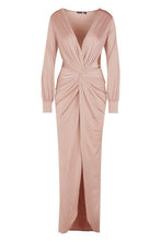 Load image into Gallery viewer, Daria Twist Front Plunge Slinky Maxi Dress
