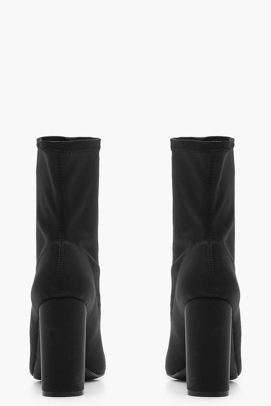Wide Fit Block Heel Sock Boots