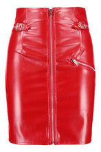 Load image into Gallery viewer, Leather Look High Waist Buckle Mini Skirt
