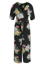 Load image into Gallery viewer, Large Floral Capped Sleeve Jumpsuit
