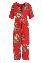 Load image into Gallery viewer, Large Floral Capped Sleeve Jumpsuit
