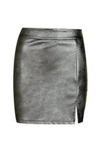 Load image into Gallery viewer, Split Front Leather Look Mini Skirt
